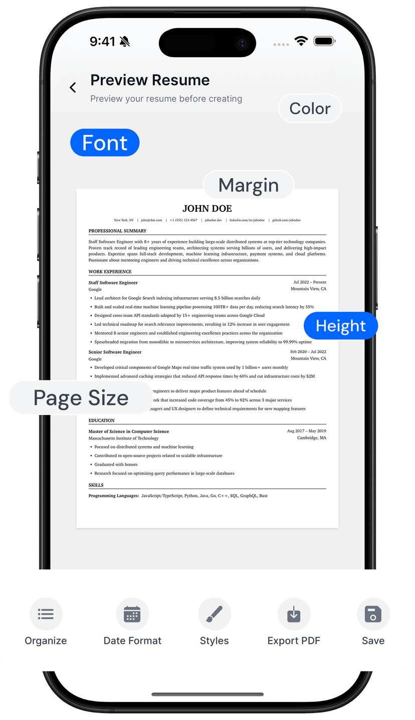 Screenshot showing Professional Templates & Easy-to-Use feature in ResumeHero app